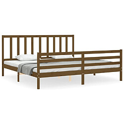 Maison Chic Lit adulte - Cadre Structure de lit avec tête de lit Contemporain marron miel 200x200cm bois massif -MN49398