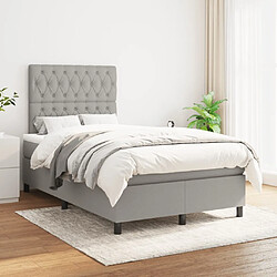 Avis Maison Chic Lit adulte- Lit + matelas,Sommier à lattes de lit et matelas gris clair 120x190 cm tissu -GKD37867