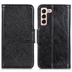 Etui en PU texture nappa, fermeture magnétique noir pour votre Samsung Galaxy S22