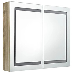 Avis Maison Chic Armoire de salle de bain,Meuble de rangement,Meuble haut à miroir LED Chêne 80x12x68 cm -GKD921130