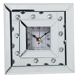 Horloge de table Alexandra House Living Argenté Bois Verre 20 x 20 x 5 cm