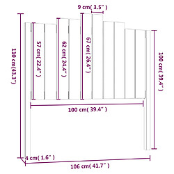 Acheter vidaXL Tête de lit Gris 106x4x110 cm Bois massif de pin