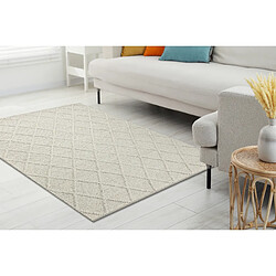 Acheter RUGSX Tapis en laine TAHAR 99001C beige - TISSÉ MAIN boucle, losanges, bohème 120x180 cm