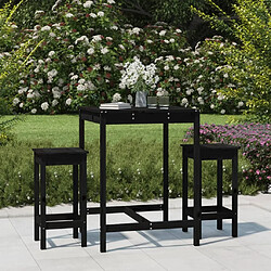 Maison Chic Table de bar et chaises d'extérieur 3 pcs,Ensemble de bar de jardin pour relax noir bois de pin massif -GKD128766