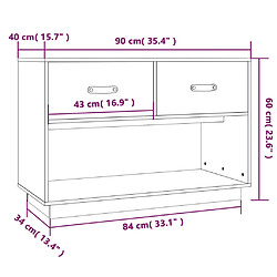 vidaXL Meuble TV Blanc 90x40x60 cm Bois de pin massif pas cher