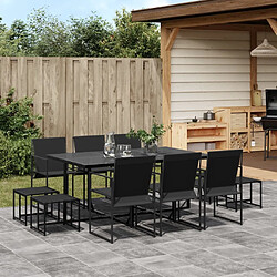 vidaXL Ensemble à manger de jardin 11 pcs noir textilène