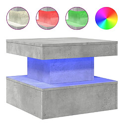 Maison Chic Table basse pour salon | Table à café avec lumières LED gris béton 50x50x40 cm -GKD32226