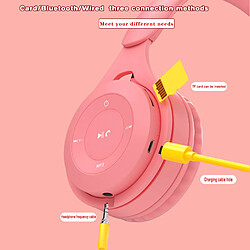 Universal Écouteurs de jeux Bluetooth rose nouveau casque stéréo casque filaire avec microphone casque pliable support carte TF pour MP3 PC téléphone mobile | Écouteurs Bluetooth