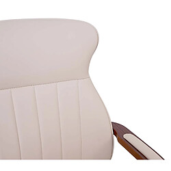 Decoshop26 Chaise de bureau ergonomique pivotante avec accoudoirs synthétique aspect noyer courbé crème 04_0001860