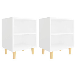 Maison Chic Lot de 2 Tables de chevet,Table de nuit,Table d'appoint pour salon avec pieds en bois Blanc 40x30x50 cm -MN41033