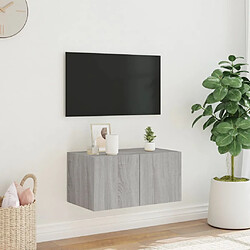 Avis vidaXL Meuble TV mural avec lumières LED sonoma gris 60x35x31 cm