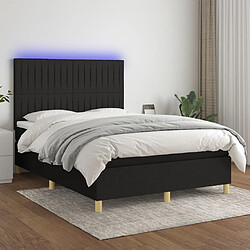 Sommier à lattes,Cadre à lattes de lit et matelas et LED pour Adulte Noir 140x200 cm Tissu -MN35968