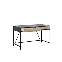 Acheter Beliani Bureau noir / effet bois clair avec 2 tiroirs 120 x 60 cm JENA