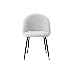 Avis Vente-Unique Lot de 2 chaises en tissu bouclette et acier inoxydable noir - Blanc - MELBOURNE