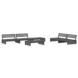 Avis Maison Chic Salon de jardin 6 pcs + coussins - Mobilier/Meubles de jardin - Table et chaises d'extérieur gris bois massif -MN78810