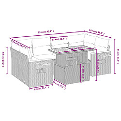 Avis Maison Chic Ensemble Tables et chaises d'extérieur 7pcs avec coussins,Salon de jardin noir résine tressée -GKD165095