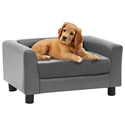 vidaXL Canapé pour chien Gris 60x43x30 cm Peluche et similicuir