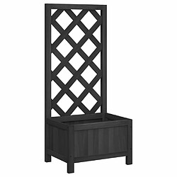 Maison Chic Jardinière,Bac à fleurs avec treillis - pot de fleur noir bois massif de sapin -GKD53907