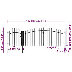 Acheter vidaXL Portail de jardin Acier 1,5 x 4 m Noir