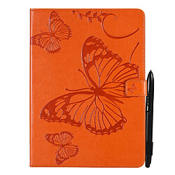 Etui en PU motif papillon avec support magnétique orange pour votre iPad mini (2021)