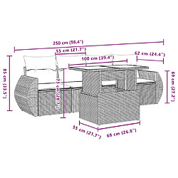 Acheter vidaXL Salon de jardin 5 pcs avec coussins gris clair résine tressée