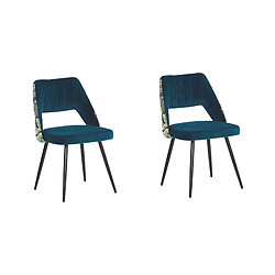 Beliani Chaise de salle à manger ANSLEY Set de 2 Velours Bleu azur