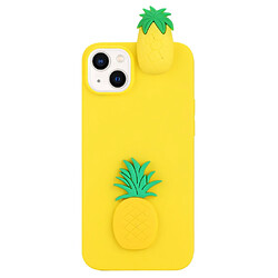 Coque en silicone décor de personnage de dessin animé 3D anti-chute pour votre iPhone 14 Plus - ananas