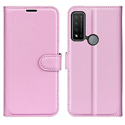 Etui en PU texture litchi avec support, rose pour TCL 20R 5G