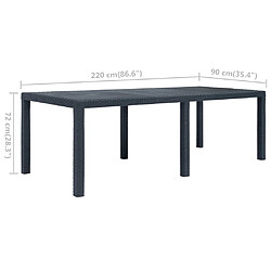 Acheter vidaXL Table de jardin Anthracite 220x90x72 cm Plastique Aspect rotin