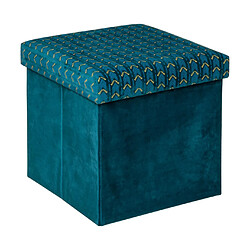 Atmosphera, Createur D'Interieur Pouf Pliable Velours Liam Bleu canard - Atmosphera