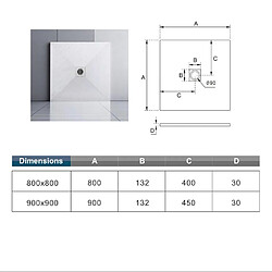 Acheter Aica Sanitaire Receveur de douche 80x80x3cm