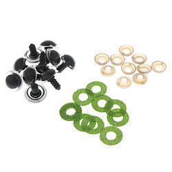 10pcs yeux de jouets de sécurité en plastique + non-tissés paillettes + rondelle 20mm vert clair