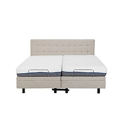 Acheter Beliani Lit double ajustable en tissu beige 180 x 200 cm DUKE