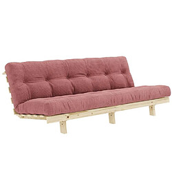 Inside 75 Banquette convertible futon LEAN bois de pin coloris rose sorbet 130x200 cm