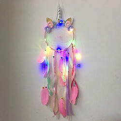 Totalcadeau Attrape-Rêve Licorne couronne de fleurs Rose avec LED Capteur Dream