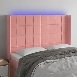 vidaXL Tête de lit à LED Rose 147x16x118/128 cm Velours