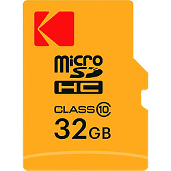 KODAK Carte mémoire Micro SDHC 32 Go avec adaptateur - Solution de stockage haute vitesse - Noir