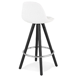 Acheter Alterego Tabouret snack mi-hauteur 'FLORENCE MINI' en tissu bouloché blanc et 4 pieds en bois noir