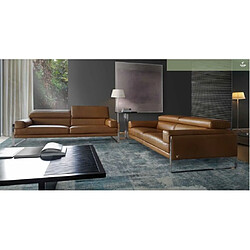 CALIA Canapé cuir Romeo 3PL 222cm Cuir coloris cognac