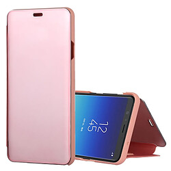 Wewoo Coque Étui à rabat en cuir pour miroir Galaxy A8 Star avec support or rose