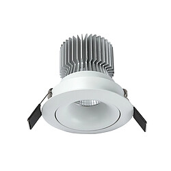 Acheter Inspired Downlight Encastré Pivotant 10.75cm Rond 12W LED COB 3000K, 920lm, Blanc Mat, Driver Inclus, 3 ans de Garantie