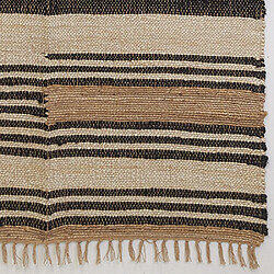 Acheter Aubry Gaspard Tapis en jute naturel et coton naturel et teinté Ethnique Naturel et noir - 160 x 230 cm.