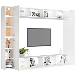 Avis Maison Chic Ensemble de meubles TV 8 pcs | Banc TV Moderne pour salon | Meuble de Rangement - Blanc Aggloméré -MN12818