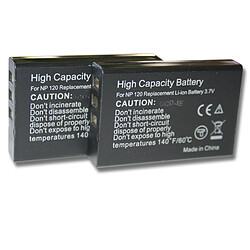 vhbw 2x Li-Ion batterie 1600mAh (3.7V) pour appareil photo DSLR DXG IC330, A85, A85V, 587, 587V remplace NP-120