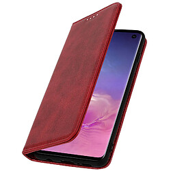 Avizar Housse Samsung Galaxy S10 Étui Porte-cartes Support Vidéo rouge