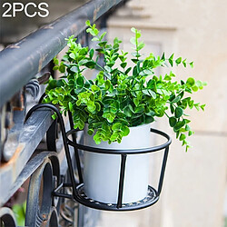 Wewoo 2 pcs fer balustrade en métal étagères de plantes pot suspendus rack de de fleurs noir