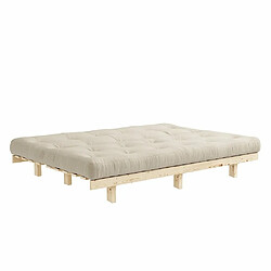 Avis Inside 75 Banquette convertible futon LEAN pin coloris beige couchage 130x190 cm.