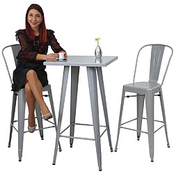 Mendler Table haute HWC-A73, métal, design industriel 105x60x60cm ~ gris