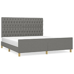 Maison Chic Lit adulte - Cadre Structure de lit avec tête de lit Contemporain Gris foncé 180 x 200 cm Tissu -MN97412