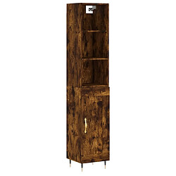 vidaXL Buffet haut Chêne fumé 34,5x34x180 cm Bois d'ingénierie